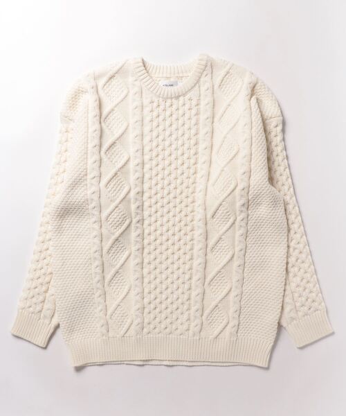 ATELANE(アテレーン)の「ATELANE アラン編みプルオーバー(ニット/セーター・メンズ・アイボリー/ブラック/ブルー・L/M/XL)」の7枚目の写真