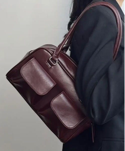 BARELY BLUE（ベアリーブルー）の「【 BARELY BLUE / ベアリーブルー 】 フロント 2ポケット ハンドバッグ（ショルダーバッグ・レディース・ワインレッド/ブラック/キャメル/ブルー/シルバー/アイボリー/グリーン・FREE）」の10枚目の写真