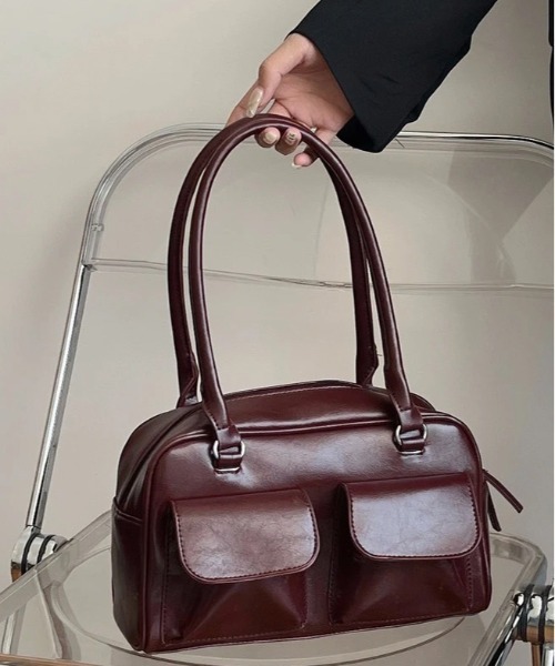 BARELY BLUE（ベアリーブルー）の「【 BARELY BLUE / ベアリーブルー 】 フロント 2ポケット ハンドバッグ（ショルダーバッグ・レディース・ワインレッド/ブラック/キャメル/ブルー/シルバー/アイボリー/グリーン・FREE）」の14枚目の写真