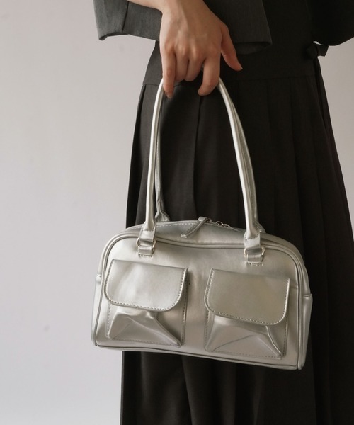 BARELY BLUE（ベアリーブルー）の「【 BARELY BLUE / ベアリーブルー 】 フロント 2ポケット ハンドバッグ（ショルダーバッグ・レディース・ワインレッド/ブラック/キャメル/ブルー/シルバー/アイボリー/グリーン・FREE）」の20枚目の写真