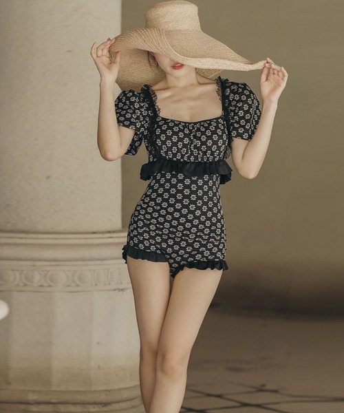 MAISON DE THERESE（メゾン ド テレーズ）の「花柄ワンピース水着（水着・レディース・ブラック/ベージュ・M/L/S）」の12枚目の写真