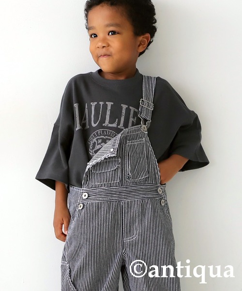 antiqua（アンティカ）の「綿100%カレッジロゴプルオーバー（Tシャツ/カットソー・キッズ・スミクロ/オフホワイト/杢グレー・150/160/120/130/140）」の21枚目の写真