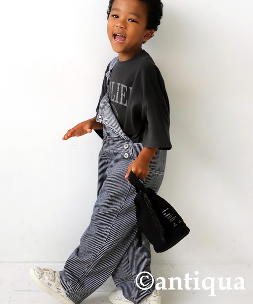 antiqua（アンティカ）の「綿100%カレッジロゴプルオーバー（Tシャツ/カットソー・キッズ・スミクロ/オフホワイト/杢グレー・150/160/120/130/140）」の22枚目の写真