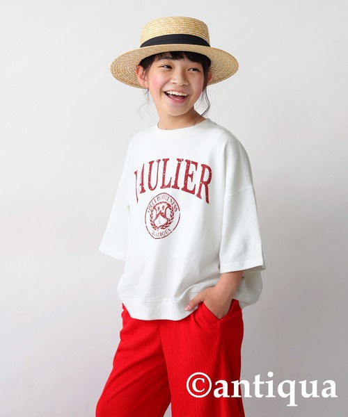 antiqua（アンティカ）の「綿100%カレッジロゴプルオーバー（Tシャツ/カットソー・キッズ・スミクロ/オフホワイト/杢グレー・150/160/120/130/140）」の15枚目の写真