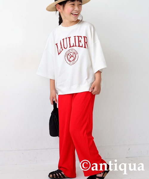 antiqua（アンティカ）の「綿100%カレッジロゴプルオーバー（Tシャツ/カットソー・キッズ・スミクロ/オフホワイト/杢グレー・150/160/120/130/140）」の13枚目の写真