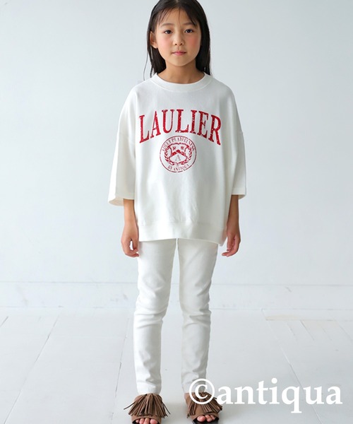 antiqua（アンティカ）の「綿100%カレッジロゴプルオーバー（Tシャツ/カットソー・キッズ・スミクロ/オフホワイト/杢グレー・150/160/120/130/140）」の20枚目の写真