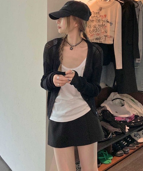 OSYAREVO(オシャレボ)の「水着 レディース 体型カバー ラッシュガード フィットネス 水陸両用 ラッシュ リブ カーディガン(カーディガン/ボレロ・レディース・ブラック/グレー/ホワイト・MEDIUM/SMALL)」の1枚目の写真