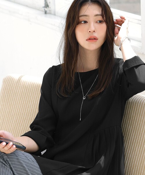Tiaclasse(ティアクラッセ)の「【洗える】 サイドプリーツ長袖チュニックブラウス(シャツ/ブラウス・レディース・ブラック/ブルーグレー/ネイビー/ピンク・L/S/M)」の17枚目の写真