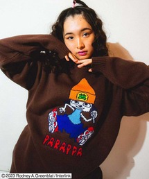 Salong hameu（サロン ハミュー）の「パラッパラッパー キャラクタージャガード編みニットセーター（ニット/セーター・メンズ）」