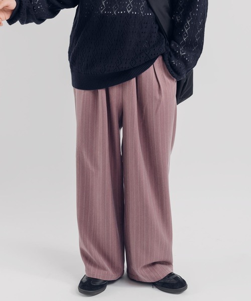 MUHET（ミュエータ）の「ストライプパンツ（スラックス・レディース・ブラック/ピンク/カーキ・SMALL/X-LARGE/MEDIUM）」の3枚目の写真