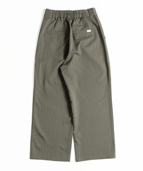 ランバンのストライプ ナイロンパンツ ブラック+モスグリーン 9090_BOTTOMS – YZ