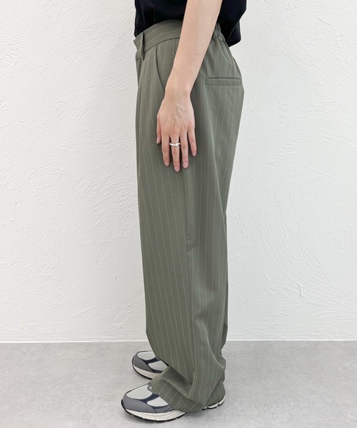 MUHET（ミュエータ）の「ストライプパンツ（スラックス・レディース・ブラック/ピンク/カーキ・SMALL/X-LARGE/MEDIUM）」の15枚目の写真