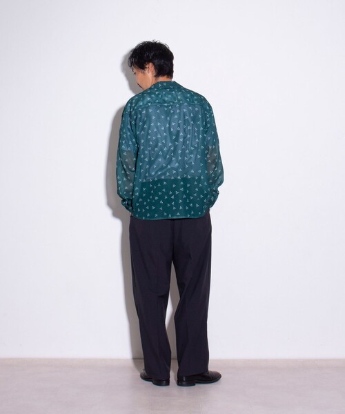 GLOSTER（グロスター）の「【GLOSTER/グロスター】ジオメトリック柄 オープンカラーシャツ メッシュシャツ（シャツ/ブラウス・メンズ・ボルドー/ブラック/グリーン/ネイビー・S/M/L）」の5枚目の写真