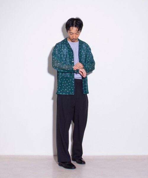 GLOSTER（グロスター）の「【GLOSTER/グロスター】ジオメトリック柄 オープンカラーシャツ メッシュシャツ（シャツ/ブラウス・メンズ・ボルドー/ブラック/グリーン/ネイビー・S/M/L）」の7枚目の写真