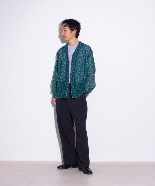 GLOSTER（グロスター）の「【GLOSTER/グロスター】ジオメトリック柄 オープンカラーシャツ メッシュシャツ（シャツ/ブラウス・メンズ・ボルドー/ブラック/グリーン/ネイビー・S/M/L）」の8枚目の写真