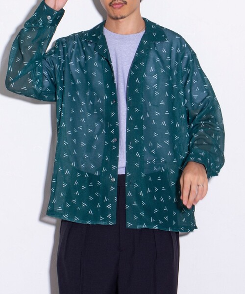 GLOSTER（グロスター）の「【GLOSTER/グロスター】ジオメトリック柄 オープンカラーシャツ メッシュシャツ（シャツ/ブラウス・メンズ・ボルドー/ブラック/グリーン/ネイビー・S/M/L）」の9枚目の写真