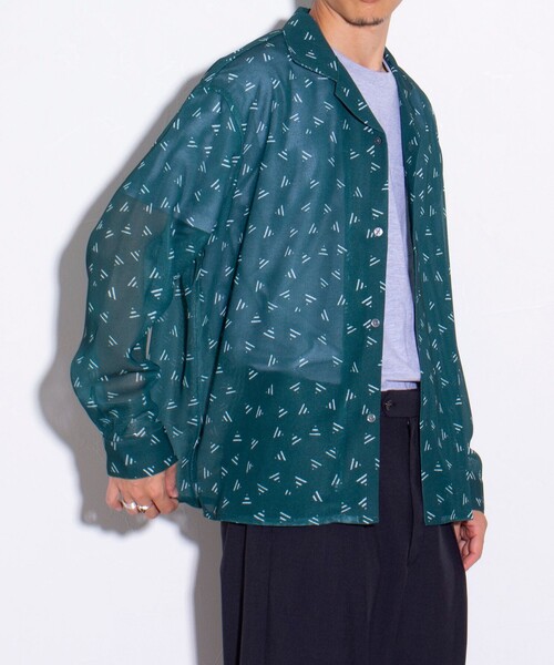 GLOSTER（グロスター）の「【GLOSTER/グロスター】ジオメトリック柄 オープンカラーシャツ メッシュシャツ（シャツ/ブラウス・メンズ・ボルドー/ブラック/グリーン/ネイビー・S/M/L）」の10枚目の写真