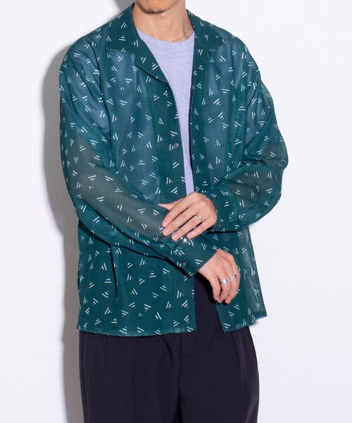 GLOSTER（グロスター）の「【GLOSTER/グロスター】ジオメトリック柄 オープンカラーシャツ メッシュシャツ（シャツ/ブラウス・メンズ・ボルドー/ブラック/グリーン/ネイビー・S/M/L）」の11枚目の写真