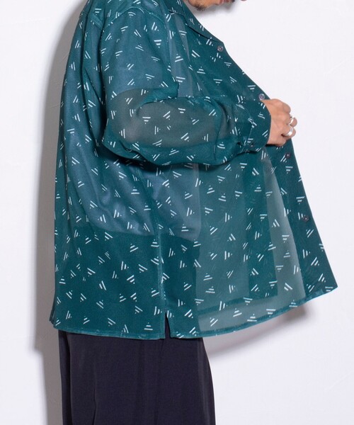 GLOSTER（グロスター）の「【GLOSTER/グロスター】ジオメトリック柄 オープンカラーシャツ メッシュシャツ（シャツ/ブラウス・メンズ・ボルドー/ブラック/グリーン/ネイビー・S/M/L）」の12枚目の写真