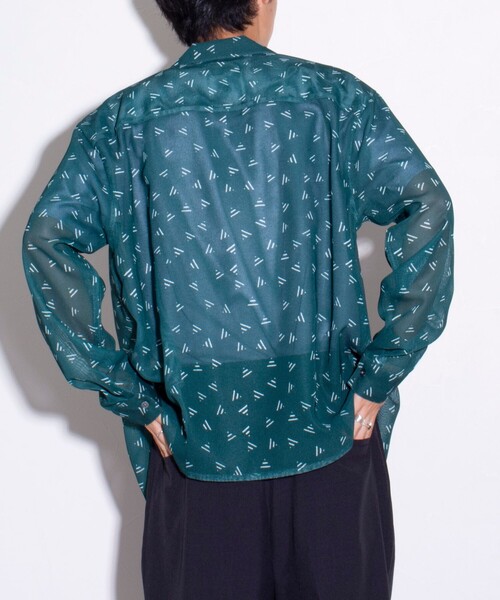 GLOSTER（グロスター）の「【GLOSTER/グロスター】ジオメトリック柄 オープンカラーシャツ メッシュシャツ（シャツ/ブラウス・メンズ・ボルドー/ブラック/グリーン/ネイビー・S/M/L）」の13枚目の写真