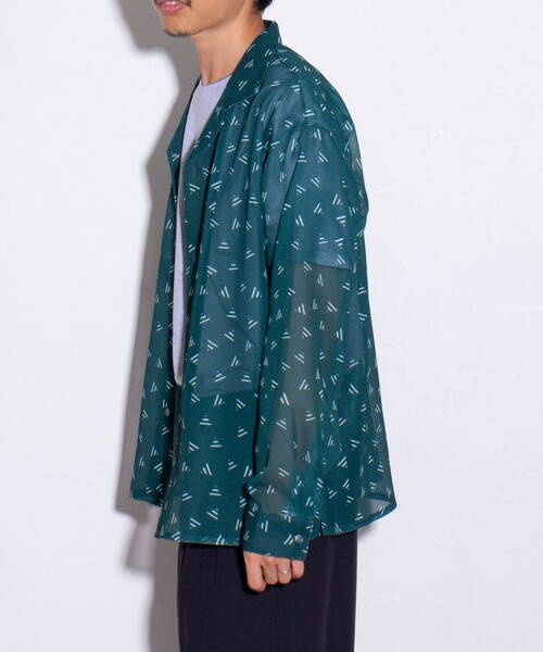 GLOSTER（グロスター）の「【GLOSTER/グロスター】ジオメトリック柄 オープンカラーシャツ メッシュシャツ（シャツ/ブラウス・メンズ・ボルドー/ブラック/グリーン/ネイビー・S/M/L）」の14枚目の写真