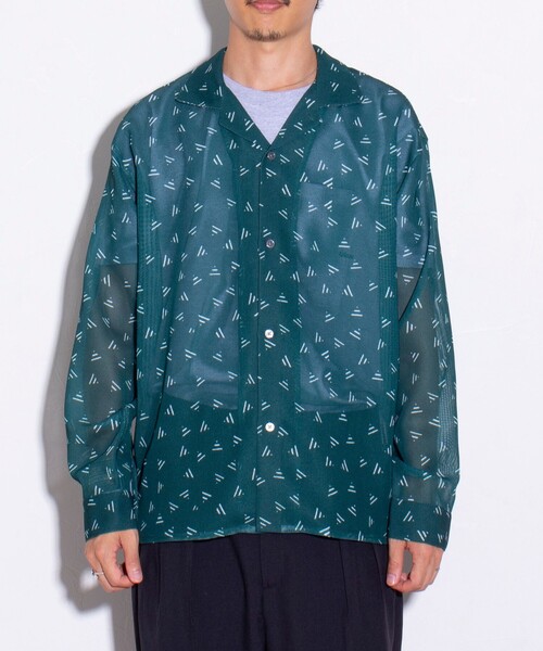 GLOSTER（グロスター）の「【GLOSTER/グロスター】ジオメトリック柄 オープンカラーシャツ メッシュシャツ（シャツ/ブラウス・メンズ・ボルドー/ブラック/グリーン/ネイビー・S/M/L）」の18枚目の写真