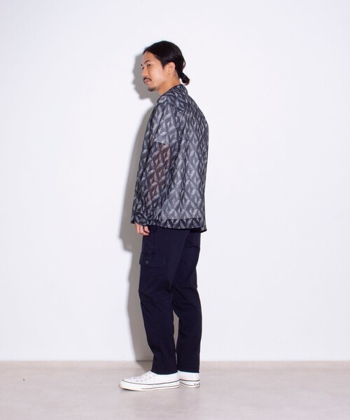 GLOSTER（グロスター）の「【GLOSTER/グロスター】ジオメトリック柄 オープンカラーシャツ メッシュシャツ（シャツ/ブラウス・メンズ・ボルドー/ブラック/グリーン/ネイビー・S/M/L）」の20枚目の写真