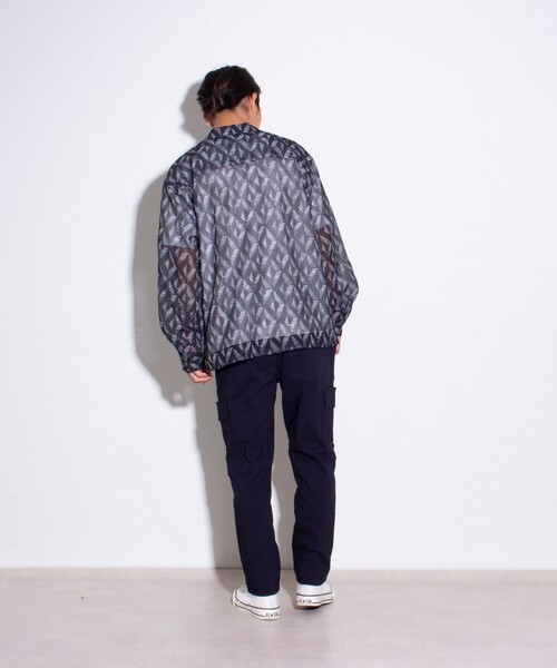 GLOSTER（グロスター）の「【GLOSTER/グロスター】ジオメトリック柄 オープンカラーシャツ メッシュシャツ（シャツ/ブラウス・メンズ・ボルドー/ブラック/グリーン/ネイビー・S/M/L）」の21枚目の写真