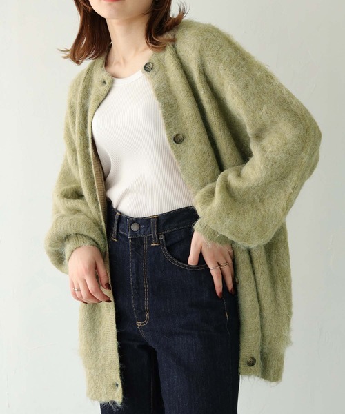 HER CLOSET(ハークローゼット)の「 【HER CLOSET】シャギーニットカーディガン SHAGGY KNIT CARDIGAN(カーディガン/ボレロ・レディース・アイボリー/グリーン/ブルー/ピンク/グレー・M)」の3枚目の写真