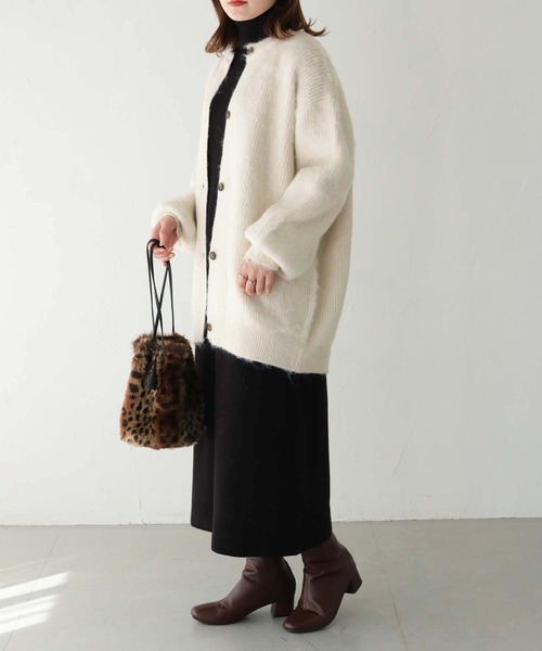 HER CLOSET(ハークローゼット)の「 【HER CLOSET】シャギーニットカーディガン SHAGGY KNIT CARDIGAN(カーディガン/ボレロ・レディース・アイボリー/グリーン/ブルー/ピンク/グレー・M)」の8枚目の写真