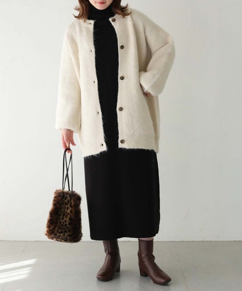 HER CLOSET(ハークローゼット)の「 【HER CLOSET】シャギーニットカーディガン SHAGGY KNIT CARDIGAN(カーディガン/ボレロ・レディース・アイボリー/グリーン/ブルー/ピンク/グレー・M)」の7枚目の写真