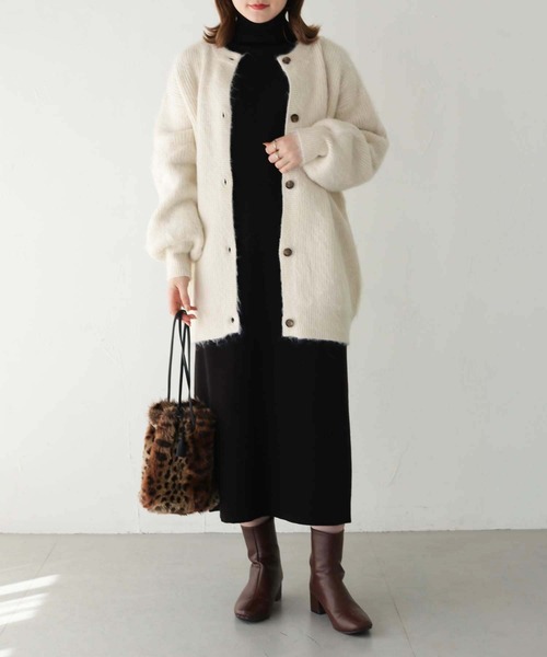 HER CLOSET(ハークローゼット)の「 【HER CLOSET】シャギーニットカーディガン SHAGGY KNIT CARDIGAN(カーディガン/ボレロ・レディース・アイボリー/グリーン/ブルー/ピンク/グレー・M)」の6枚目の写真