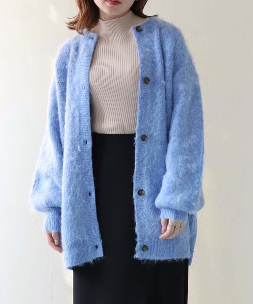 HER CLOSET(ハークローゼット)の「 【HER CLOSET】シャギーニットカーディガン SHAGGY KNIT CARDIGAN(カーディガン/ボレロ・レディース・アイボリー/グリーン/ブルー/ピンク/グレー・M)」の10枚目の写真