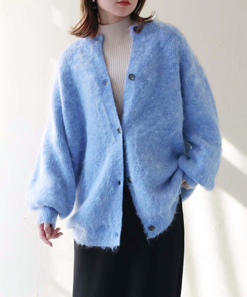 HER CLOSET(ハークローゼット)の「 【HER CLOSET】シャギーニットカーディガン SHAGGY KNIT CARDIGAN(カーディガン/ボレロ・レディース・アイボリー/グリーン/ブルー/ピンク/グレー・M)」の14枚目の写真