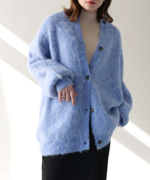 HER CLOSET(ハークローゼット)の「 【HER CLOSET】シャギーニットカーディガン SHAGGY KNIT CARDIGAN(カーディガン/ボレロ・レディース・アイボリー/グリーン/ブルー/ピンク/グレー・M)」の15枚目の写真