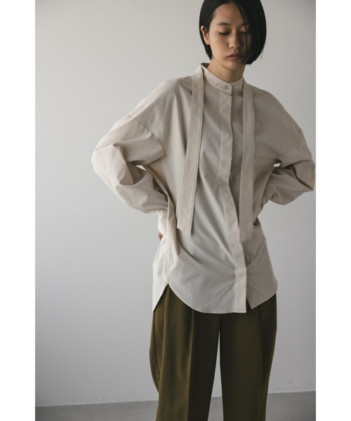 STYLEMIXER（スタイルミキサー）の「タイデザインロングシャツ（シャツ/ブラウス・レディース・ベージュ/アイボリー/ブラック・FREE）」の6枚目の写真