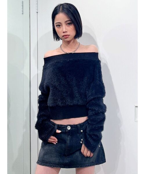 GYDA（ジェイダ）の「2WAYウエストレースアップオフショルニット トップス（ニット/セーター・レディース・ブラック/オフホワイト/ベージュ・FREE）」の18枚目の写真