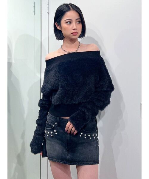 GYDA（ジェイダ）の「2WAYウエストレースアップオフショルニット トップス（ニット/セーター・レディース・ブラック/オフホワイト/ベージュ・FREE）」の19枚目の写真