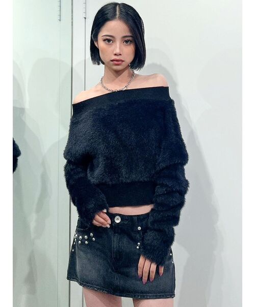 GYDA（ジェイダ）の「2WAYウエストレースアップオフショルニット トップス（ニット/セーター・レディース・ブラック/オフホワイト/ベージュ・FREE）」の20枚目の写真