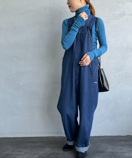 tumugu（ツムグ）の「【WEB限定】[tumugu:/ツムグ] タートルネック ランダムリブニット（ニット/セーター・レディース・ブラック/ブルー/グリーン/マスタード/オートミール・F）」の4枚目の写真