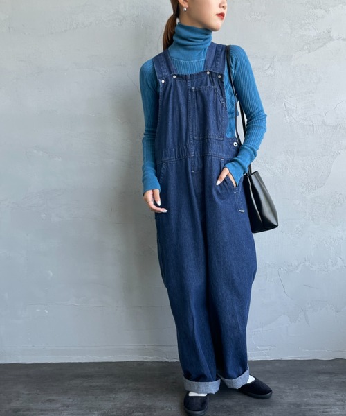 tumugu（ツムグ）の「【WEB限定】[tumugu:/ツムグ] タートルネック ランダムリブニット（ニット/セーター・レディース・ブラック/ブルー/グリーン/マスタード/オートミール・F）」の8枚目の写真