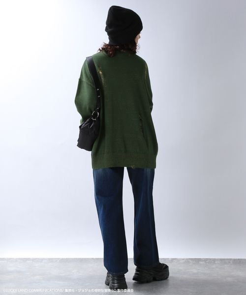 JEANASIS（ジーナシス）の「【アニメ『ジョジョ奇妙な冒険 ストーンオーシャン』×JEANASIS】ダメージニット/985167（ニット/セーター・レディース・グレー系その他/グリーン系その他・FREE）」の13枚目の写真