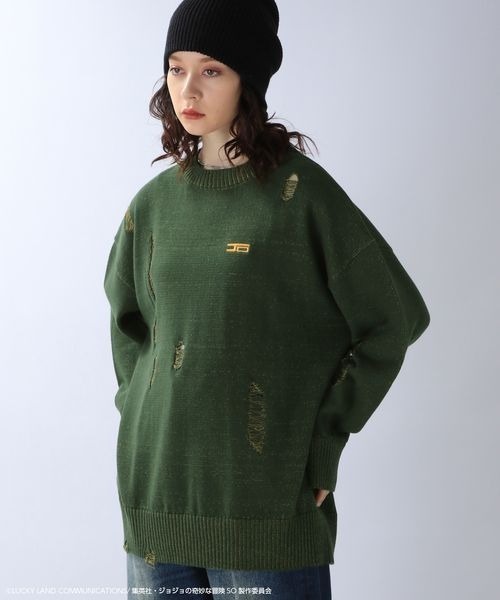 JEANASIS（ジーナシス）の「【アニメ『ジョジョ奇妙な冒険 ストーンオーシャン』×JEANASIS】ダメージニット/985167（ニット/セーター・レディース・グレー系その他/グリーン系その他・FREE）」の15枚目の写真