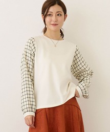 袖チェックプルオーバー
