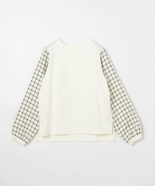 NICOLE white（ニコルホワイト）の「袖チェックプルオーバー（Tシャツ/カットソー・レディース・オフホワイト/ネイビー/ブラック・FREE）」の4枚目の写真