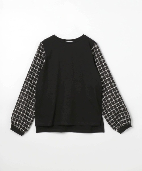 NICOLE white（ニコルホワイト）の「袖チェックプルオーバー（Tシャツ/カットソー・レディース・オフホワイト/ネイビー/ブラック・FREE）」の5枚目の写真