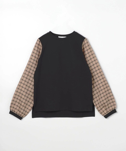 NICOLE white（ニコルホワイト）の「袖チェックプルオーバー（Tシャツ/カットソー・レディース・オフホワイト/ネイビー/ブラック・FREE）」の6枚目の写真