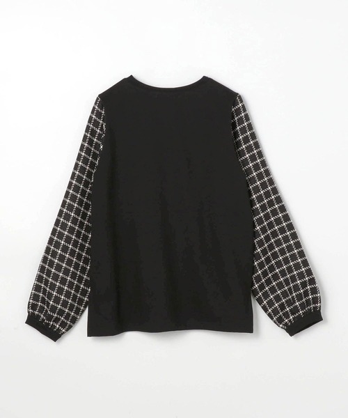 NICOLE white（ニコルホワイト）の「袖チェックプルオーバー（Tシャツ/カットソー・レディース・オフホワイト/ネイビー/ブラック・FREE）」の7枚目の写真