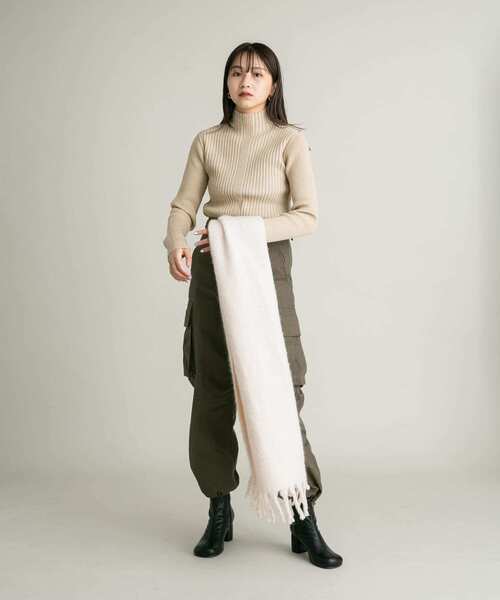 KBF（ケイビーエフ）の「BIGフリンジストール（マフラー・レディース・グリーン/ブルー/アイボリー・ONE）」の9枚目の写真