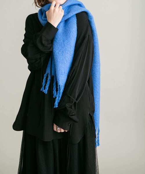 KBF（ケイビーエフ）の「BIGフリンジストール（マフラー・レディース・グリーン/ブルー/アイボリー・ONE）」の19枚目の写真